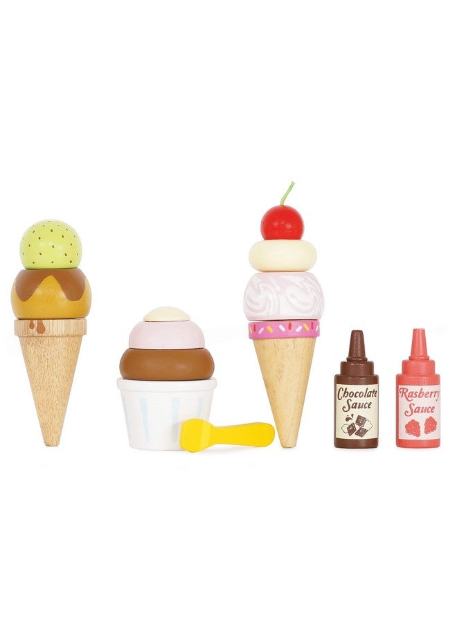 Le Toy Van Educational Wooden Toy Honeybake Colourful Wooden Carlo'S Gelato Pretend Ice Cream Toy ; 12 Pieces Great Role Play Gifts For A Boy Or Girl 2+ Years - Image 3