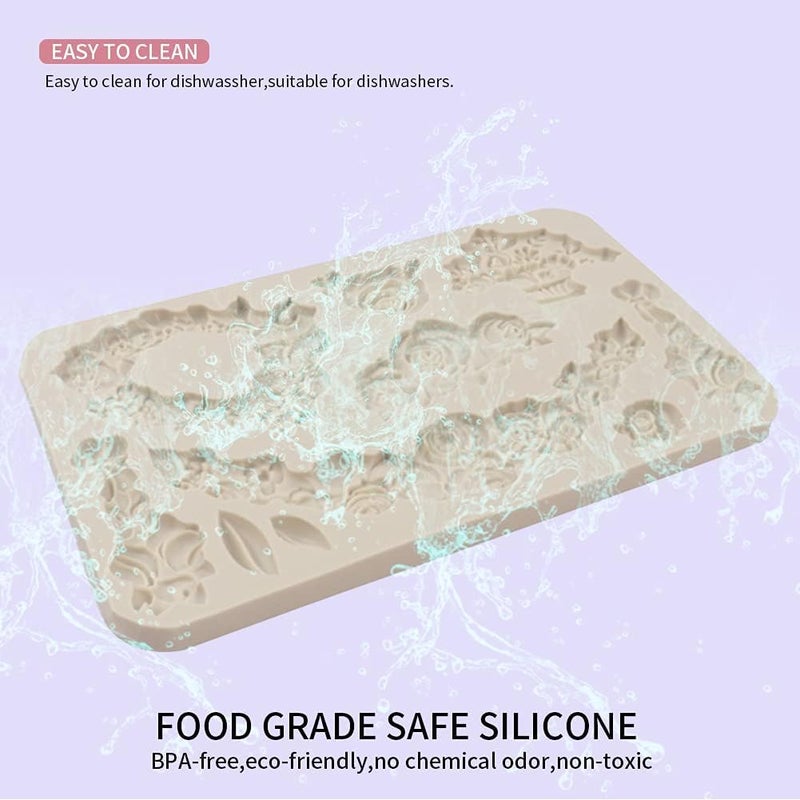 Skytail 10 Cavity EuropeanStyle Rose Pattern Fondant Silicone Mould Vintage Frame Style Design Cake Border Decoration Chocolate Candy Jelly Sugarcraft Gumpaste Cupcake Topper Resin Clay Crafting Mold - Image 4