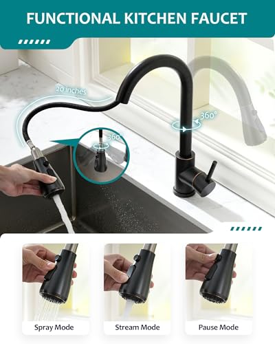 VFAUOSIT Kitchen Faucet, Pot Filler Faucet with Pull Down Sprayer, Wall Mount Kitchen Faucet, Pot Filler for Over Stove in Spot-Free Stainless Steel, Grifo para Fregaderos de Cocina - Image 2