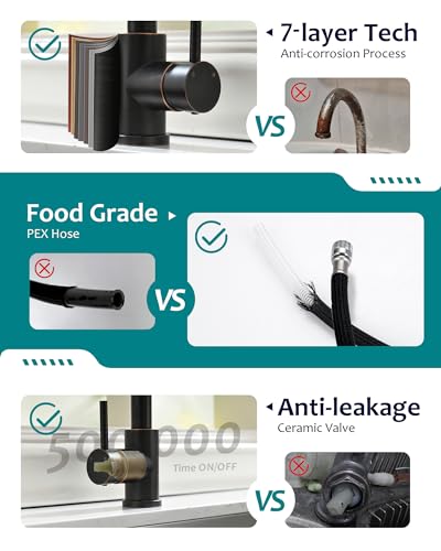 VFAUOSIT Kitchen Faucet, Pot Filler Faucet with Pull Down Sprayer, Wall Mount Kitchen Faucet, Pot Filler for Over Stove in Spot-Free Stainless Steel, Grifo para Fregaderos de Cocina - Image 4