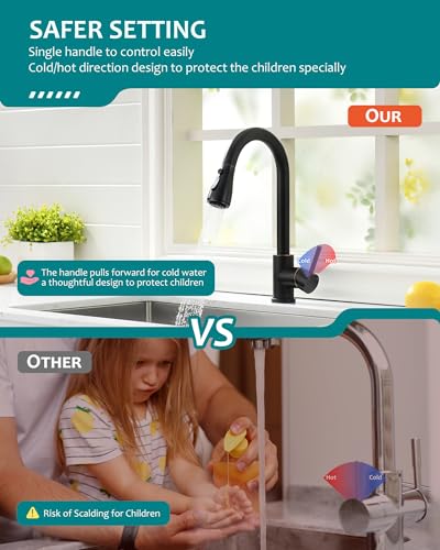 VFAUOSIT Kitchen Faucet, Pot Filler Faucet with Pull Down Sprayer, Wall Mount Kitchen Faucet, Pot Filler for Over Stove in Spot-Free Stainless Steel, Grifo para Fregaderos de Cocina - Image 3