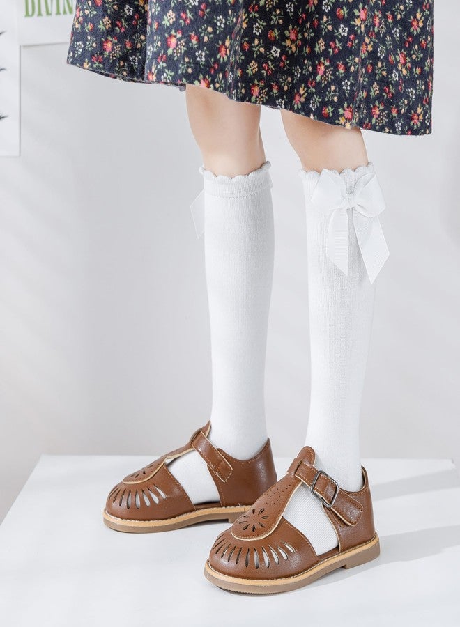 Marchare Baby Girls Knee High Socks Baby Girls Bow Stockings Cotton Uniform Stockings Dress Socks - Image 3