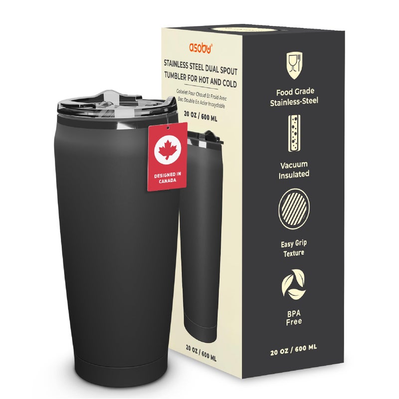Asobu 20oz Coffee Mug XL SpillProof DoubleWall VacuumInsulated Stainless Steel Keeps Flavors True Tumbler with Coffee Sip Lid for Hot Cold Drinks - Image 2