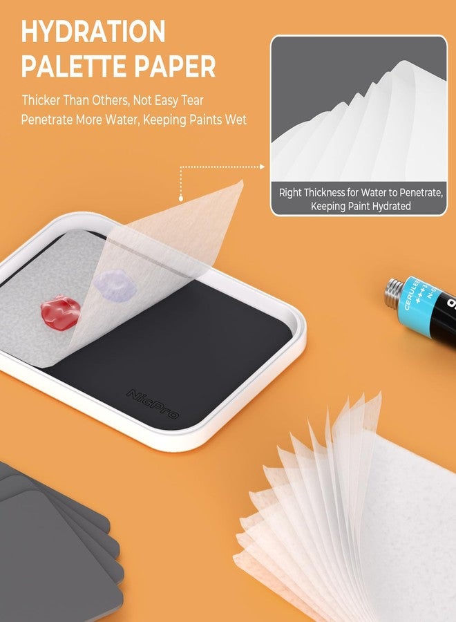 Nicpro Wet Palette for Painting Miniatures, 100 Pieces Palette Paper, 4 Pieces Sponges, Brush Holder, Colour Mixing Storage, Acrylic Paints for 40K - Image 5