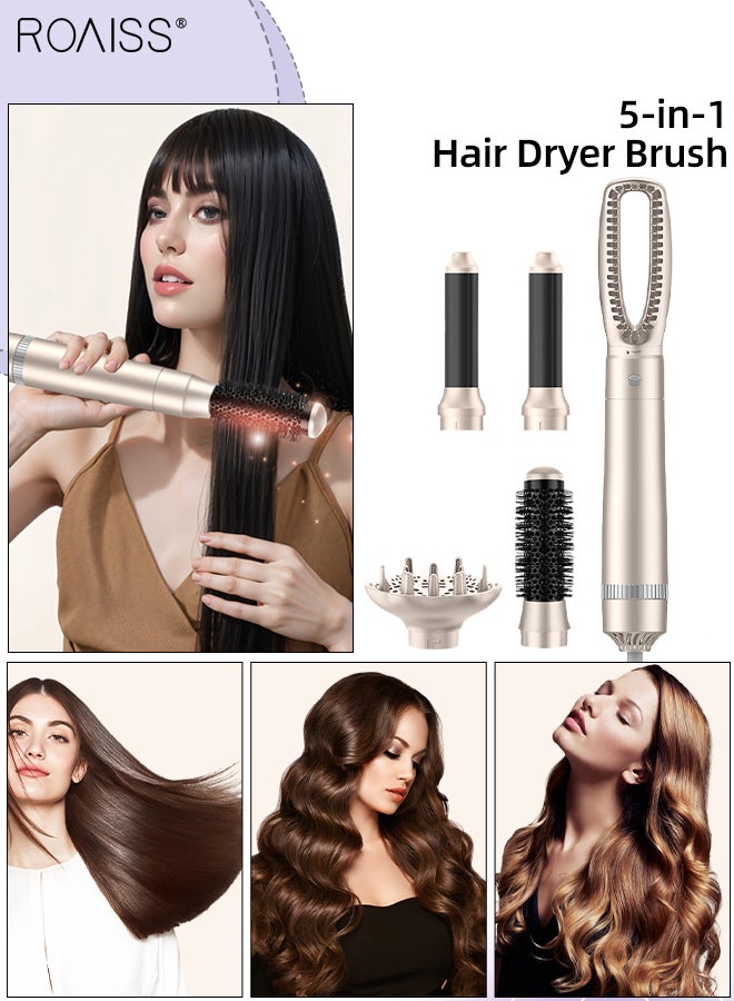 roaiss 5-in-1 Hair Dryer Brush, Negative Ion Hair Care, Multiple Noise Reduction Design, 3-Speed Temperature Adjustment Hair Styling Tool, Suitable for Various Hairstyle - Image 1