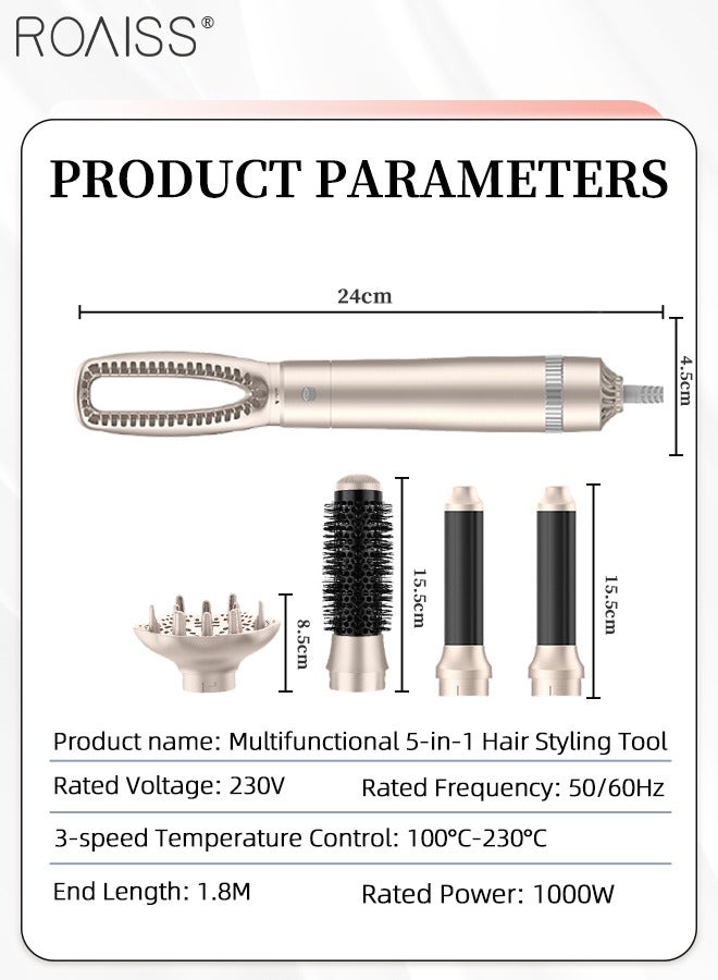 roaiss 5-in-1 Hair Dryer Brush, Negative Ion Hair Care, Multiple Noise Reduction Design, 3-Speed Temperature Adjustment Hair Styling Tool, Suitable for Various Hairstyle - Image 3