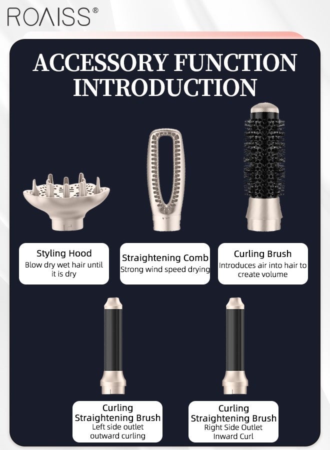 roaiss 5-in-1 Hair Dryer Brush, Negative Ion Hair Care, Multiple Noise Reduction Design, 3-Speed Temperature Adjustment Hair Styling Tool, Suitable for Various Hairstyle - Image 4