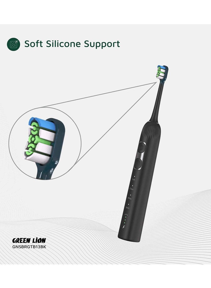 جرين ليون فرشاة أسنان كهربائية ذكية من جرين ليون، فرشاة أسنان فائقة الاتساع بزاوية 60 درجة مع محرك سيرفو متعدد الوظائف، توقيت ذكي لمدة دقيقتين، ما يصل إلى 80 استخدامًا ممكنًا لكل شحنة، بطارية 1500 مللي أمبير/ساعة، شحن من النوع C، دعامة سيليكون ناعمة، حقيبة سفر متضمنة، دوران 60 درجة، تذكير بالاهتزاز لمدة 30 ثانية - أسود - Image 5