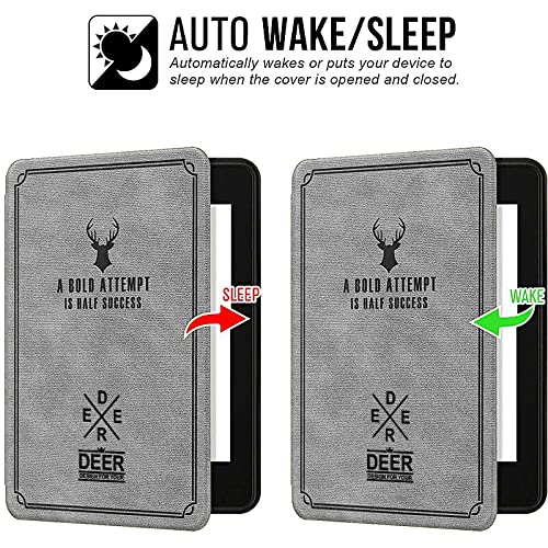 MOCA Kindle Paperwhite 11th Generation Cover 6.8 Inch 2021 Release Smart Flip Case Auto Sleep Wake Slim Lightweight Protective eReader Magnetic Front Cover Case (Grey) - Image 4