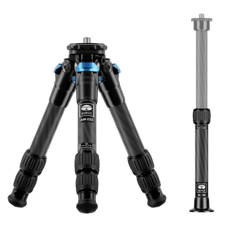 SIRUI Carbon Fiber Mini Travel Tripod with Two-Section Carbon Center Column, Max Height 26", Load up to 33lbs (AM-223+SL-100) - Image 1