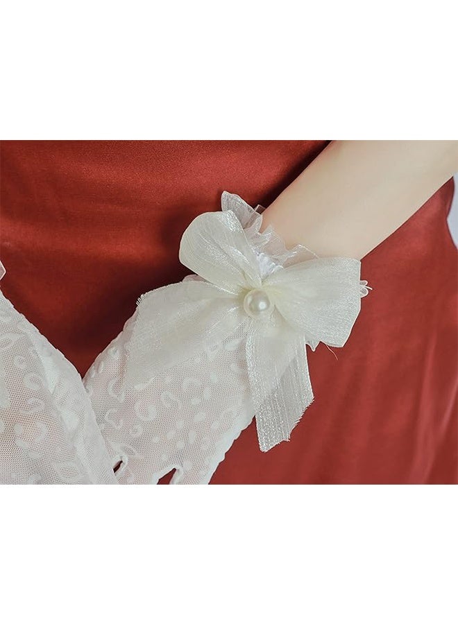 Happy D Women's Gloves Vintage Thin Lace Gloves Short Bridal Gloves Tea Party Mesh Gloves Wrist-Length Gloves Party and Ball Gloves For Weddings and Opera Evenings - Image 5