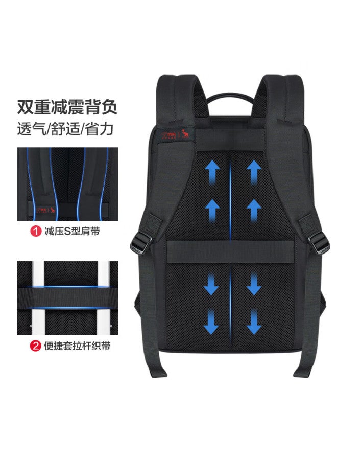 Owas Jingdong Co-branded Mobile Office Series Backpack, 14-inch Laptop Bag, Business Commute Large Capacity Backpack, Black