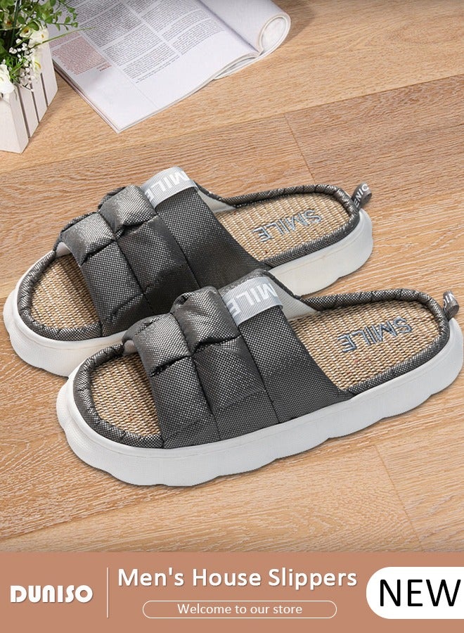 House Bedroom Slippers Memory Foam Slippers with Thick Sole Non-Slip Soft Slippers Open Toe Bath for Men and Women Slipper House Sandals for Indoor u0026 Outdoor - Image 1