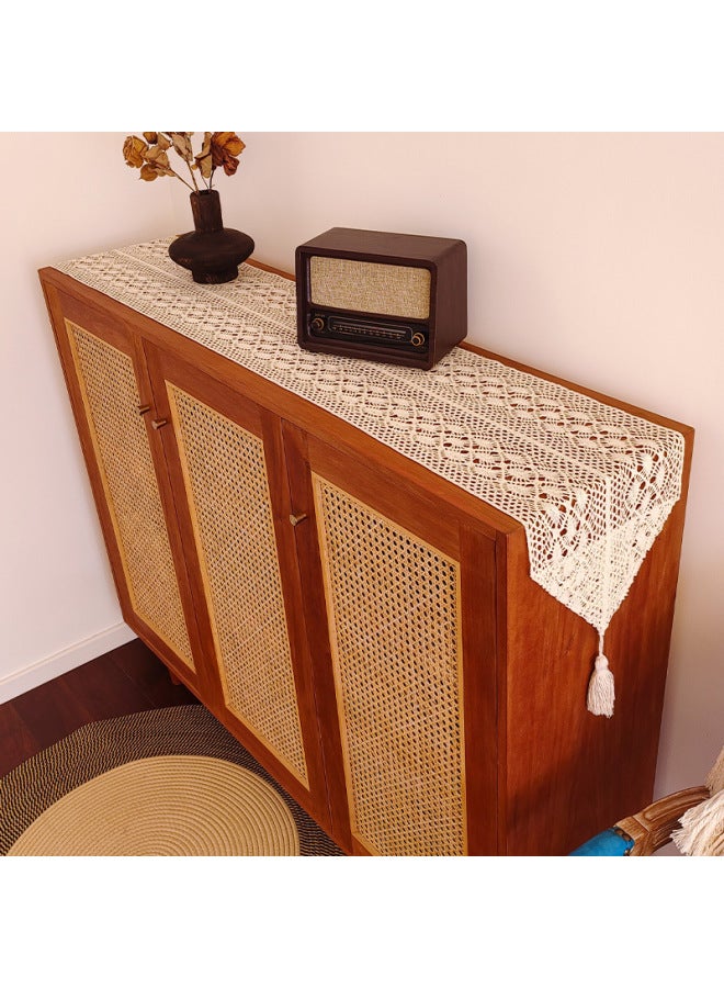 American Table Runner Hollow Retro Artistic Cotton Crochet Table Runner Lace Tablecloth Tv Cabinet Shoe Cabinet Coffee Table Cover Towel Cloth