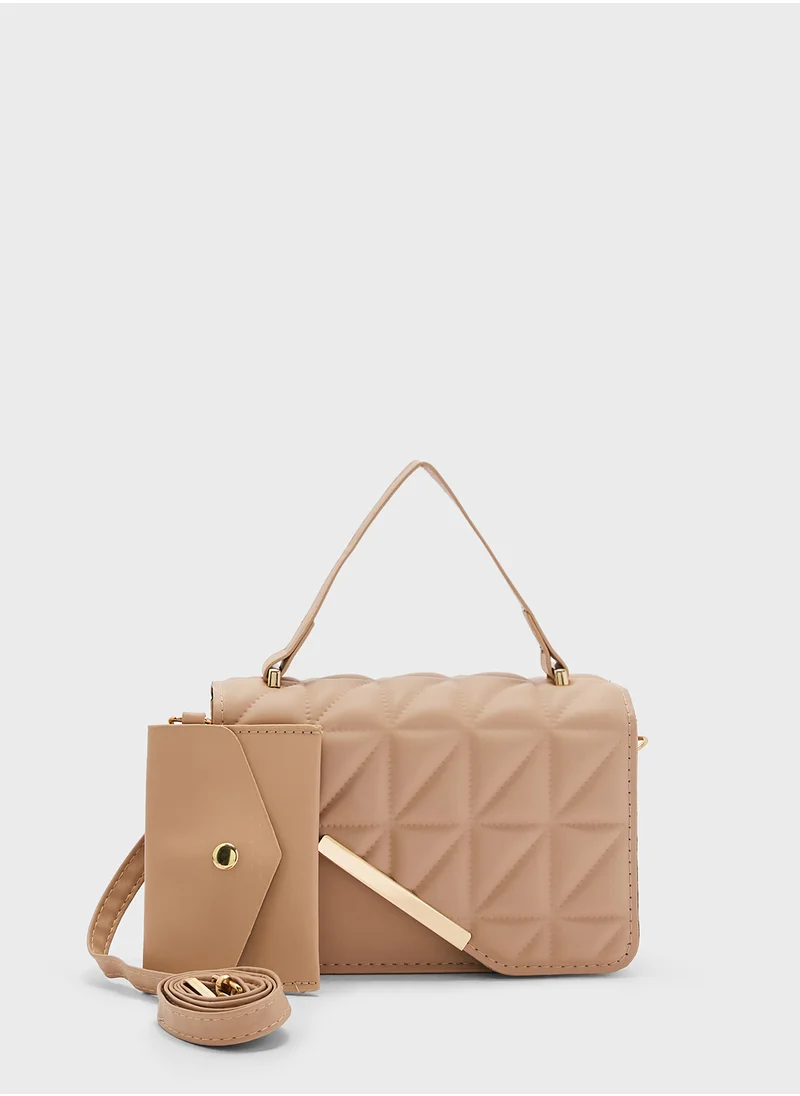 ايلا Quilted  Satchel  Bag With Wallet