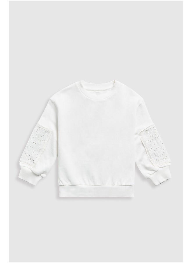 mothercare White Crochet Panel Sweat Top  - Image 1
