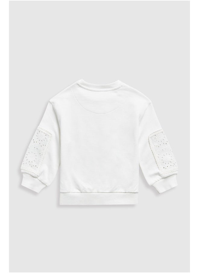 mothercare White Crochet Panel Sweat Top  - Image 2