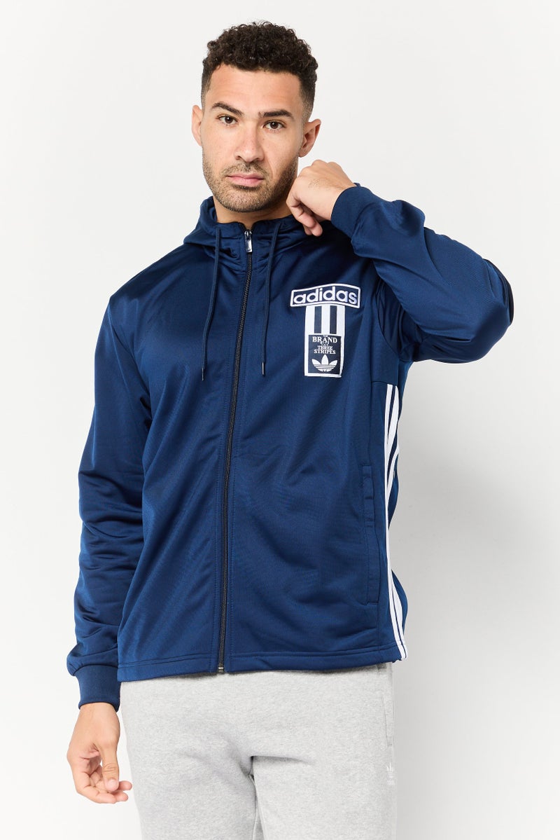 adidas Originals Men Sportswear Fit Long Sleeve Outdoor Full Zip Hoodie, Navy  - Image 1