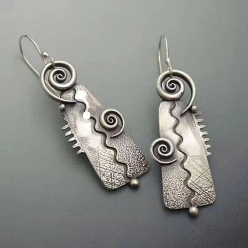 Cross-border retro geometric spiral personality earrings European and American tribal style earrings women jewelry factory direct  sales - Image 4