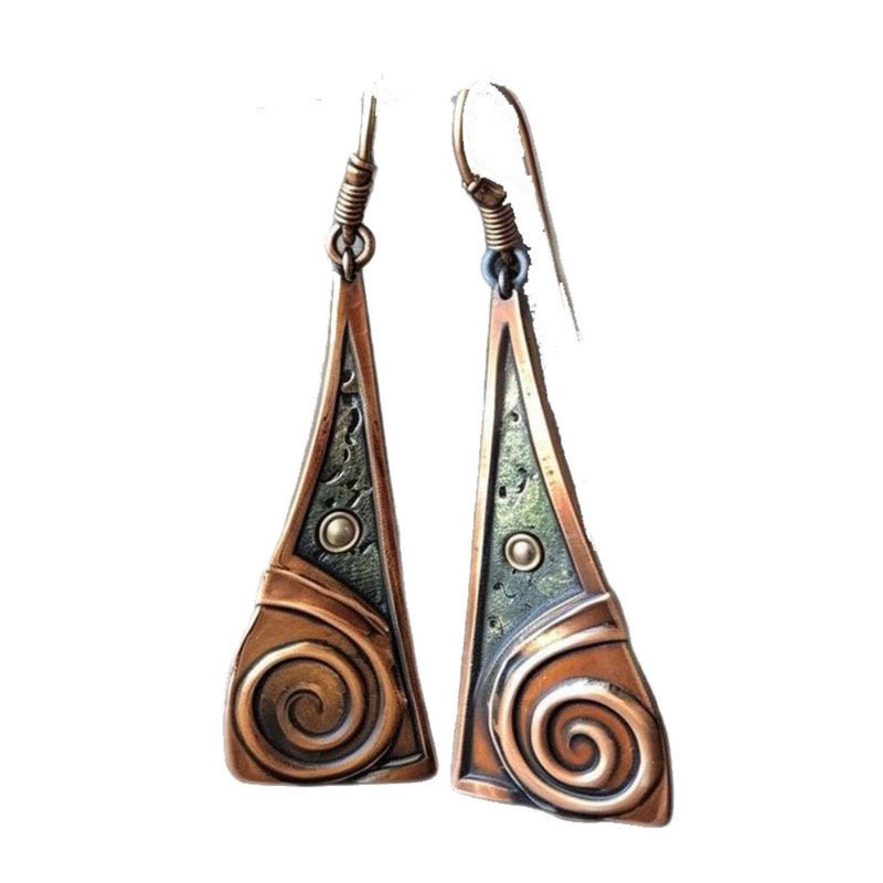 Cross-border retro geometric spiral personality earrings European and American tribal style earrings women jewelry factory direct  sales - Image 5