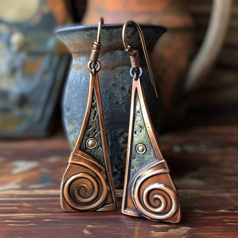 Cross-border retro geometric spiral personality earrings European and American tribal style earrings women jewelry factory direct  sales - Image 1