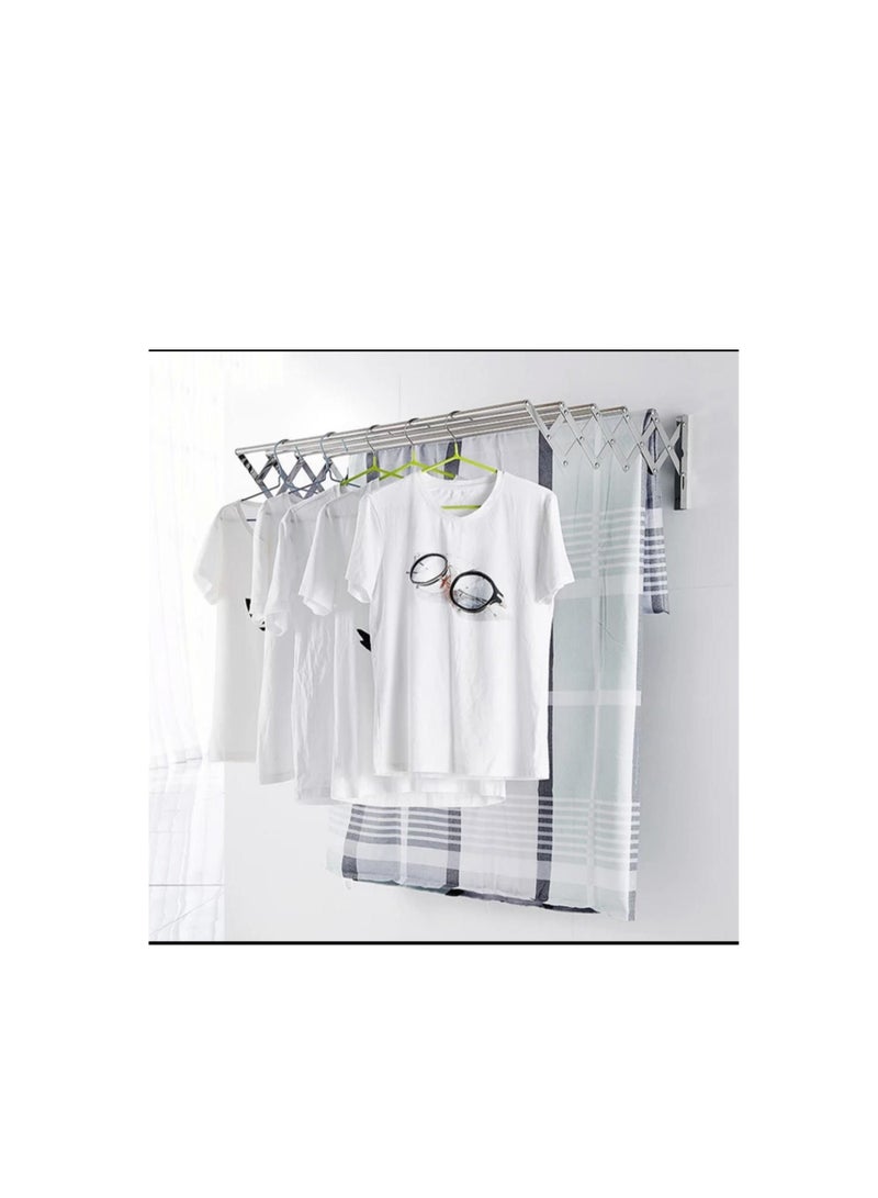 Towel Holder Wall Mounted Bathroom Shelf Thicken Towel Rack Punch Rustproof Folding Stainless Steel Retractable Drying  150cm - Image 1