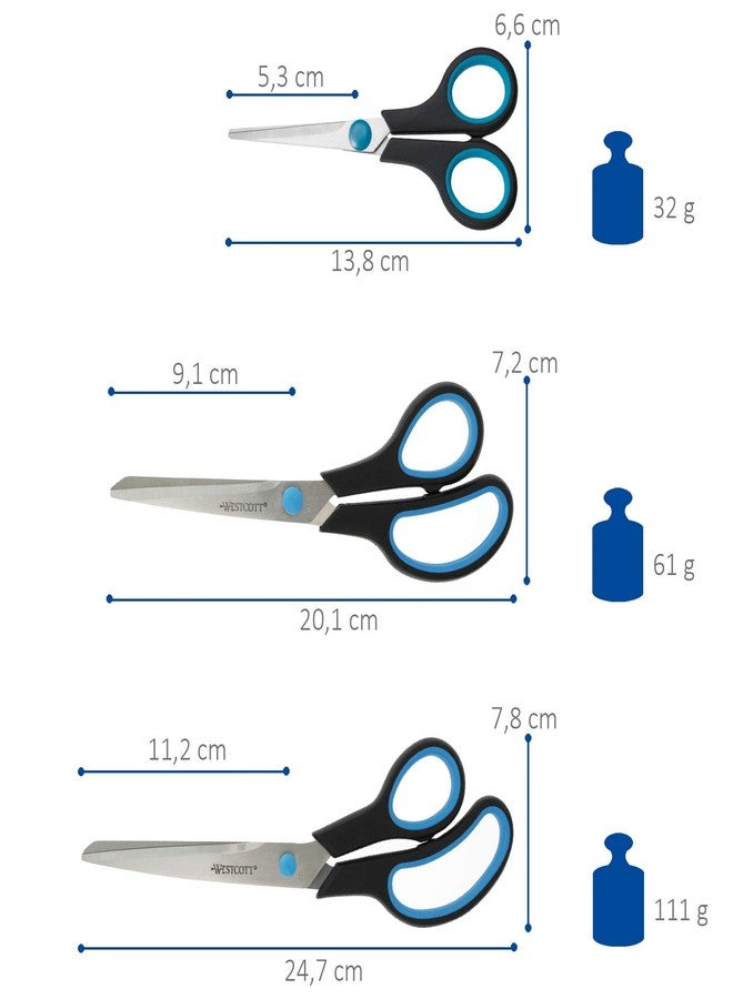 ويست كوت مقص ويستكوت سهل الإمساك بمقبض ناعم - أسود/أزرق (مجموعة من 3 قطع) - Image 2