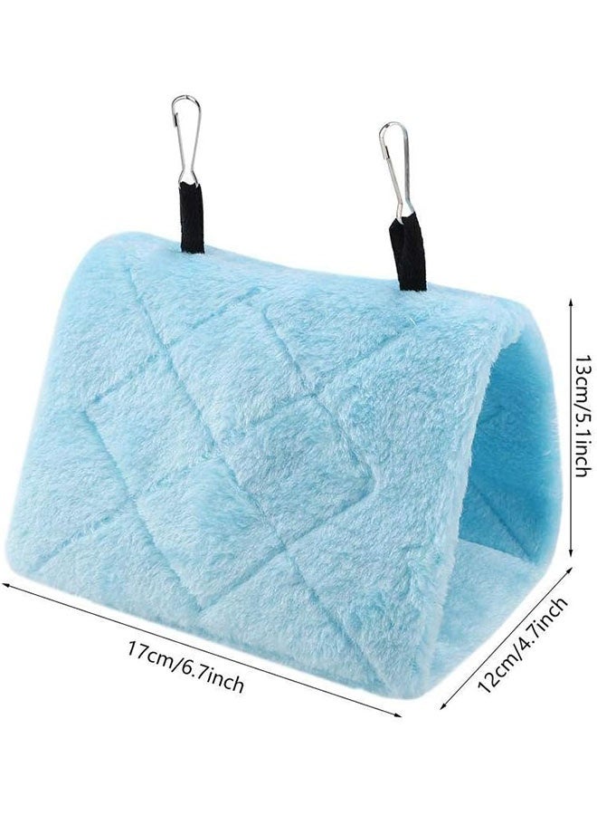 Peony Parrot Hammock Bird Nest，Warm Soft Plush Hammock Hanging Cage Tent for Birds Parrot Winter Warm Bed Pet Toy Pouch Cotton Bed (S- Blue) (1) - Image 2