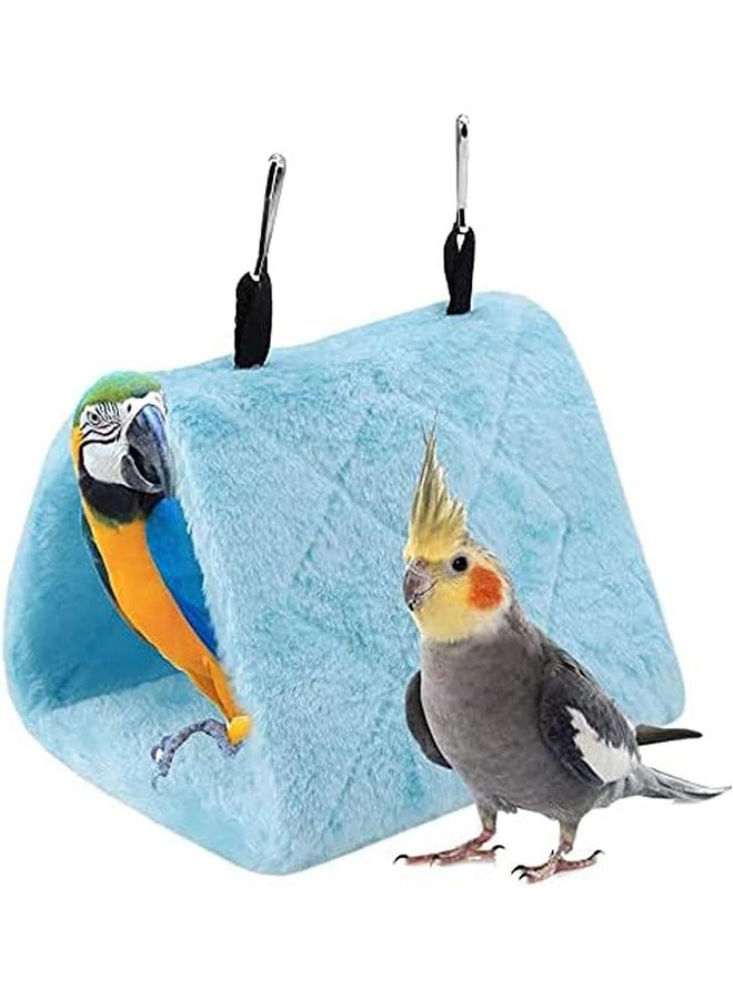 Peony Parrot Hammock Bird Nest，Warm Soft Plush Hammock Hanging Cage Tent for Birds Parrot Winter Warm Bed Pet Toy Pouch Cotton Bed (S- Blue) (1) - Image 1
