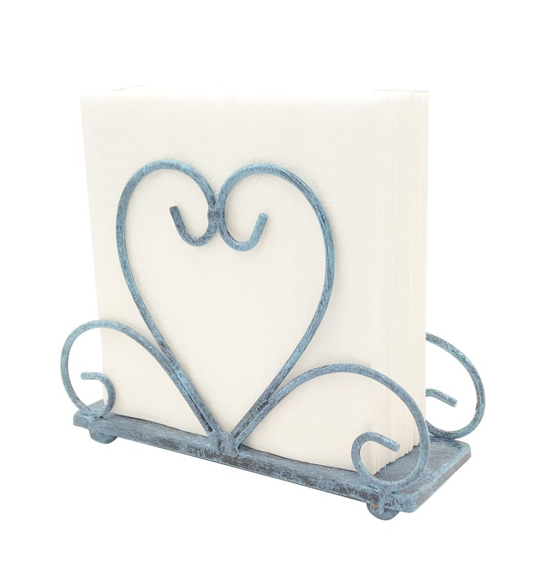 Metal Table Napkin Holder Freestanding Tissue Dispenser Turquoise