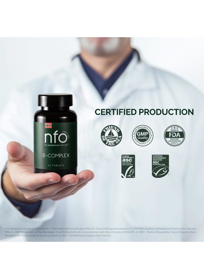 NFO VITAMIN B COMPLEX [90 Tablets] Norwegian Natural High-Dose Complex of Multivitamins of Group B in an Easily Accessible Form: B1, B2, B3, B5, B6, B9, B12 for Men and Women Made in Norway - Image 5