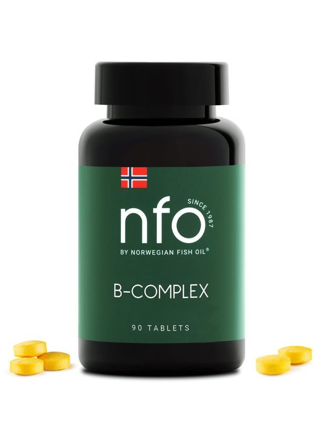 NFO VITAMIN B COMPLEX [90 Tablets] Norwegian Natural High-Dose Complex of Multivitamins of Group B in an Easily Accessible Form: B1, B2, B3, B5, B6, B9, B12 for Men and Women Made in Norway - Image 1