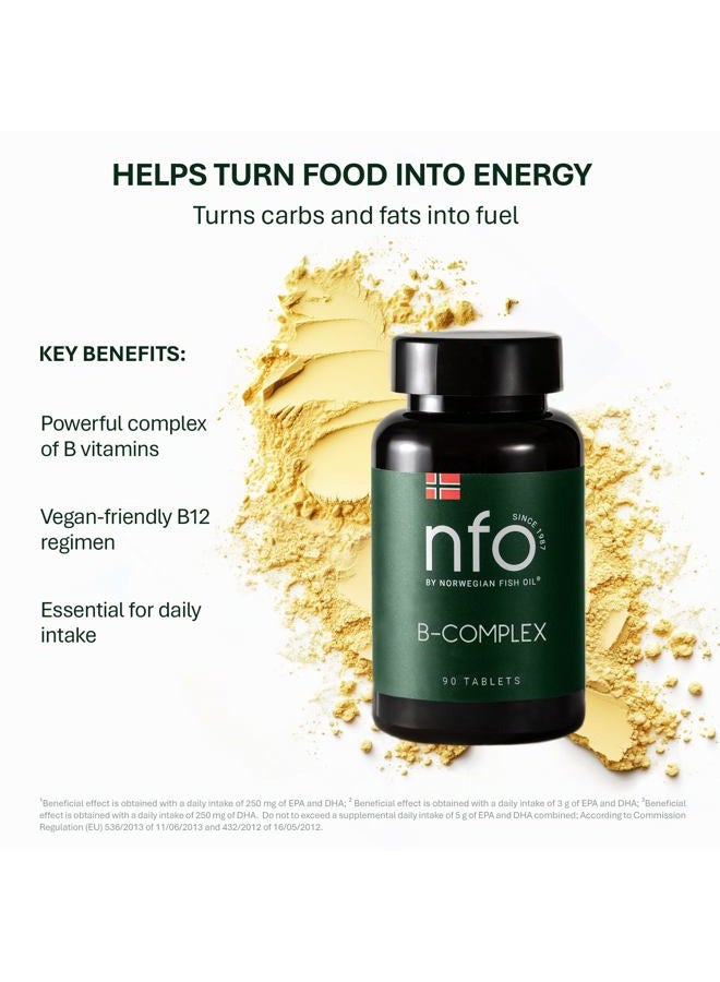 NFO VITAMIN B COMPLEX [90 Tablets] Norwegian Natural High-Dose Complex of Multivitamins of Group B in an Easily Accessible Form: B1, B2, B3, B5, B6, B9, B12 for Men and Women Made in Norway - Image 2