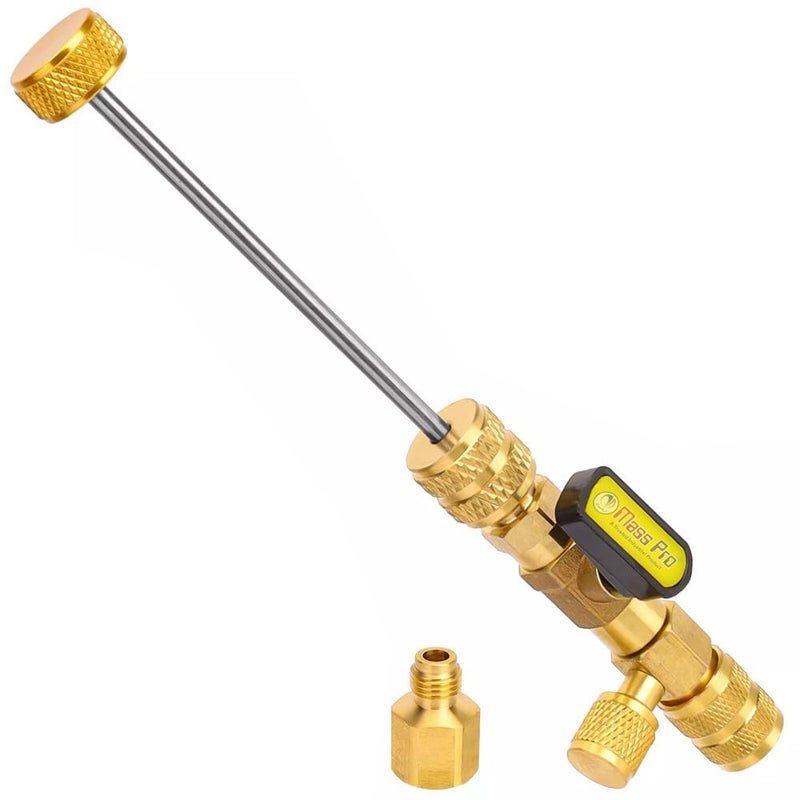 Mass Pro R410A Valve Core Remover with Dual Size SAE 1/4" & 5/16" Port AC Valve Core R22 HVAC Valve Core Removal Installer Tool Air Conditioning Line Repair Tools - Image 1