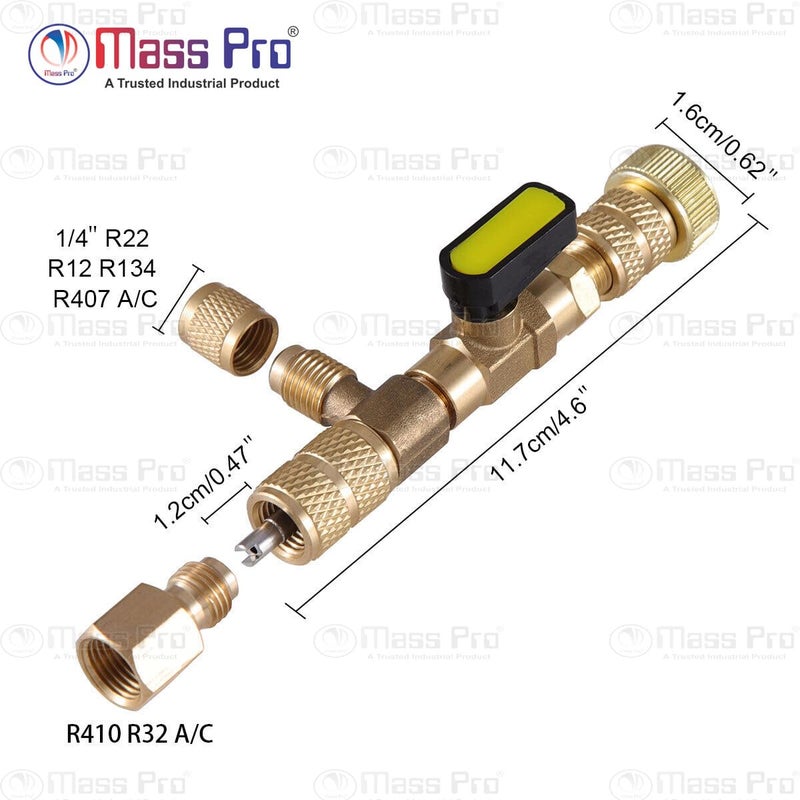 Mass Pro R410A Valve Core Remover with Dual Size SAE 1/4" & 5/16" Port AC Valve Core R22 HVAC Valve Core Removal Installer Tool Air Conditioning Line Repair Tools - Image 4