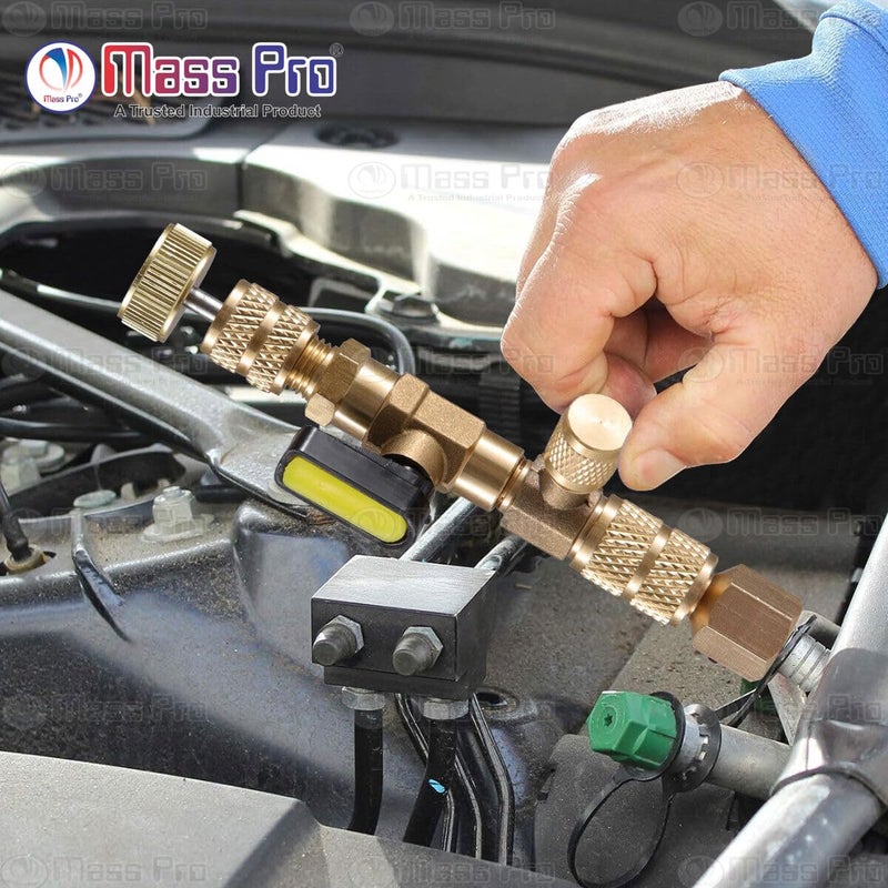 Mass Pro R410A Valve Core Remover with Dual Size SAE 1/4" & 5/16" Port AC Valve Core R22 HVAC Valve Core Removal Installer Tool Air Conditioning Line Repair Tools - Image 2