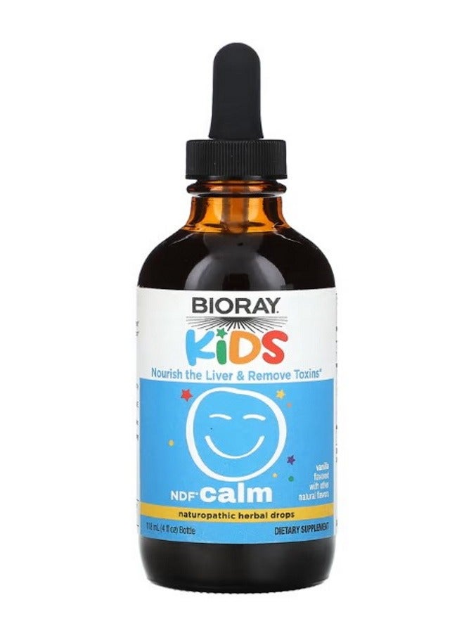 BIORAY Kids NDF Calm Naturopathic Herbal Drops Vanilla 4 fl oz 118 ml - Image 1