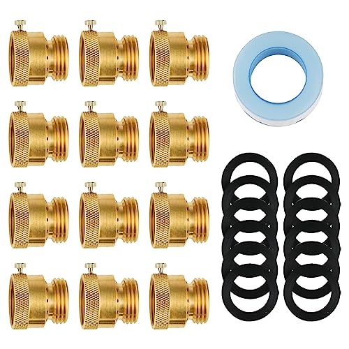 SUNGATOR 12Pack Anti Siphon Valve 34 Inch GHT Backflow Preventer Hose Bib Vacuum Breakers Set for Outdoor Faucet Garden Spigot RV Solid Brass AntiBackflow Valve with Sealing Tape - Image 1