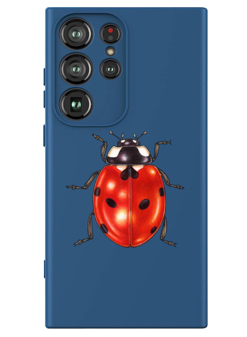 Theodor Protective Slim Fit Case Liquid Silicone Cover with Full Body Protection Anti-Scratch Shockproof Case For Samsung Galaxy S24 Ultra (Blue) - ladybug - Image 1