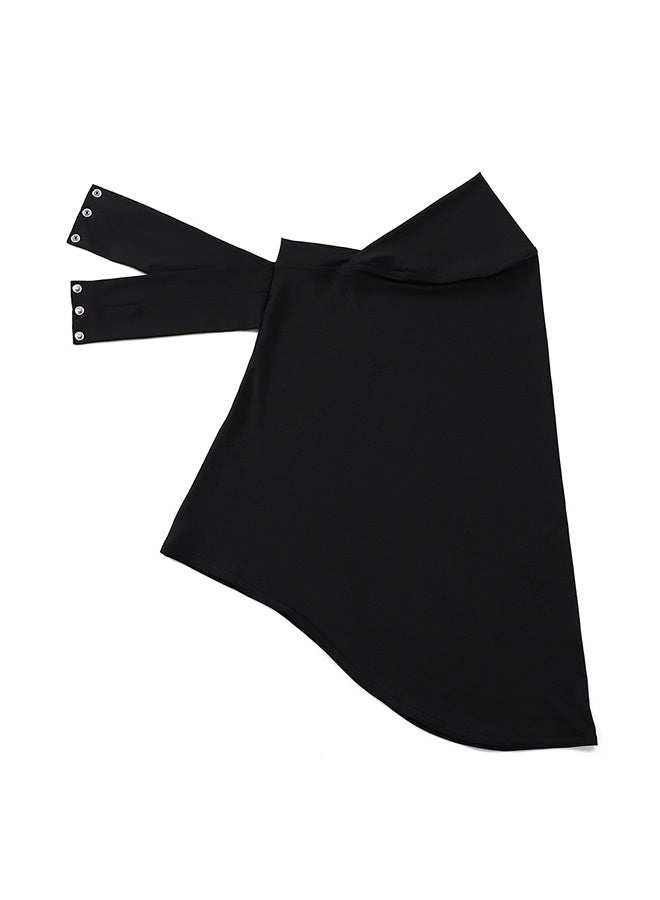 Instant Muslim Turban Hijab with Snaps for Women Cotton Headscarf Full Cover Bonnet Hat Islam Under Cap（Black） - Image 4