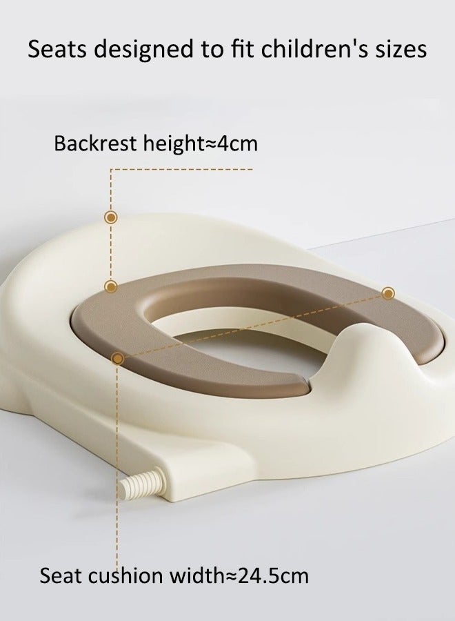 آيسيورا كراسي حمام اطفال مرحاض صغير مقعد تدريب على المرحاض، مقعد تدريب على المرحاض للأطفال مع مقعد للخطوات، كرسي نونية محمول قابل للطي مع مقبض حماية سلم ارتفاع قابل للتعديل، وسادة ناعمة باللون الأبيض للأطفال الصغار الأولاد والبنات - Image 3