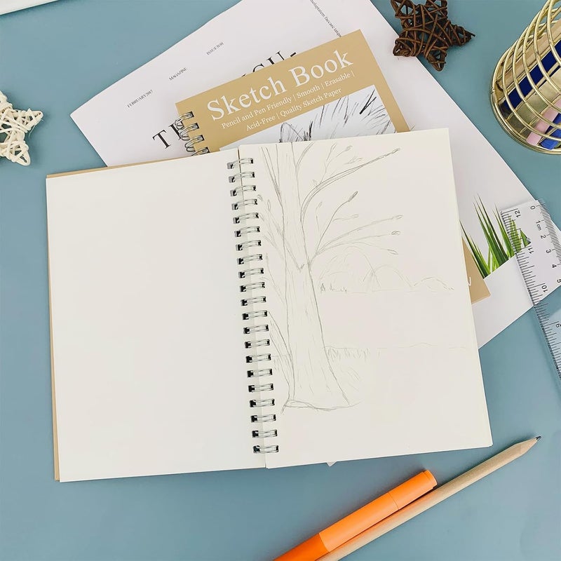 DSTELIN DSTELIN 2 Pack Sketch Pad 75x51 Inch 50 Sheets of 100gsm Art Paper per Pack Spiral Bound Sketch Book for Drawing  - Image 5