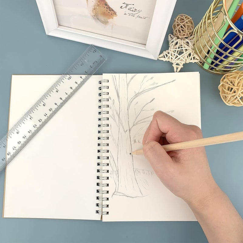 DSTELIN DSTELIN 2 Pack Sketch Pad 75x51 Inch 50 Sheets of 100gsm Art Paper per Pack Spiral Bound Sketch Book for Drawing  - Image 4