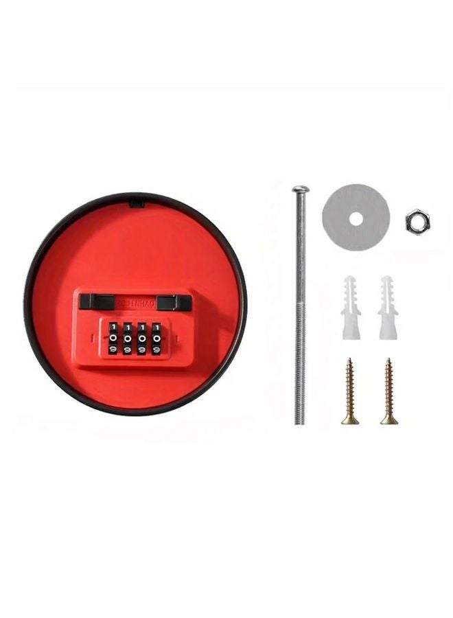 Red Wall Mounted Combination Lock Box Hidden Key Storage Secure Code Organizer For Money And Cards - Image 1