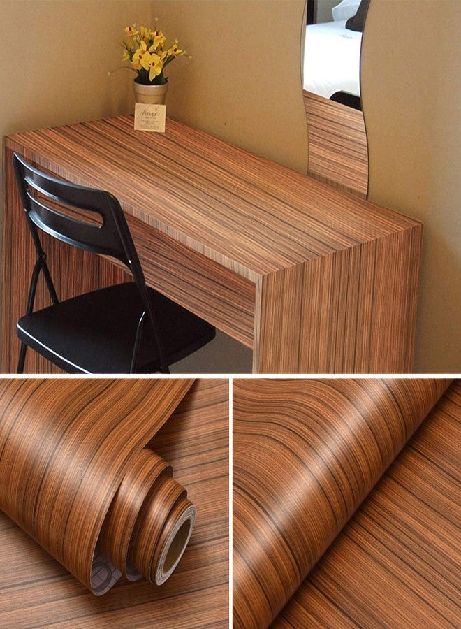 wolpin Wall Stickers Furniture Wallpaper Wood (45 X 600 Cm) Door, Diy Vinyl, Almirah, Solid Shelf Liner, Revamp Desk Table Top, Wardrobe, Kitchen Cupboard Decoration Self Adhesive, Brown - Image 1