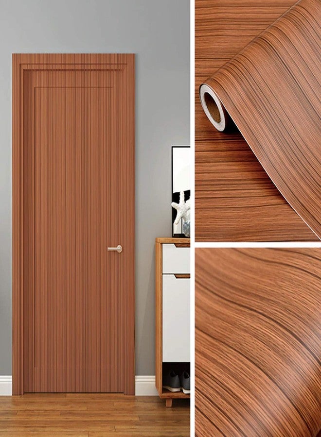 wolpin Wall Stickers Furniture Wallpaper Wood (45 X 600 Cm) Door, Diy Vinyl, Almirah, Solid Shelf Liner, Revamp Desk Table Top, Wardrobe, Kitchen Cupboard Decoration Self Adhesive, Brown - Image 2