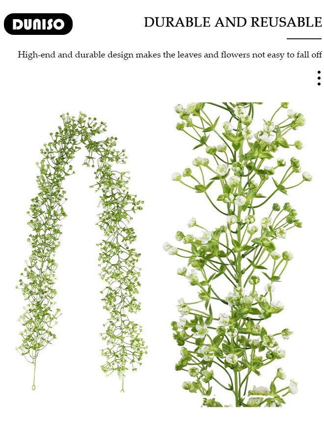 DUNISO 2 PCS Flower Vine Artificial Flowers, Faux Artificial Flower Vine Garland, Outdoor UV Resistant Plants, Simulation Flower for Indoor Outside, Green Plant for Home Wedding Office Table Decoration  - Image 3