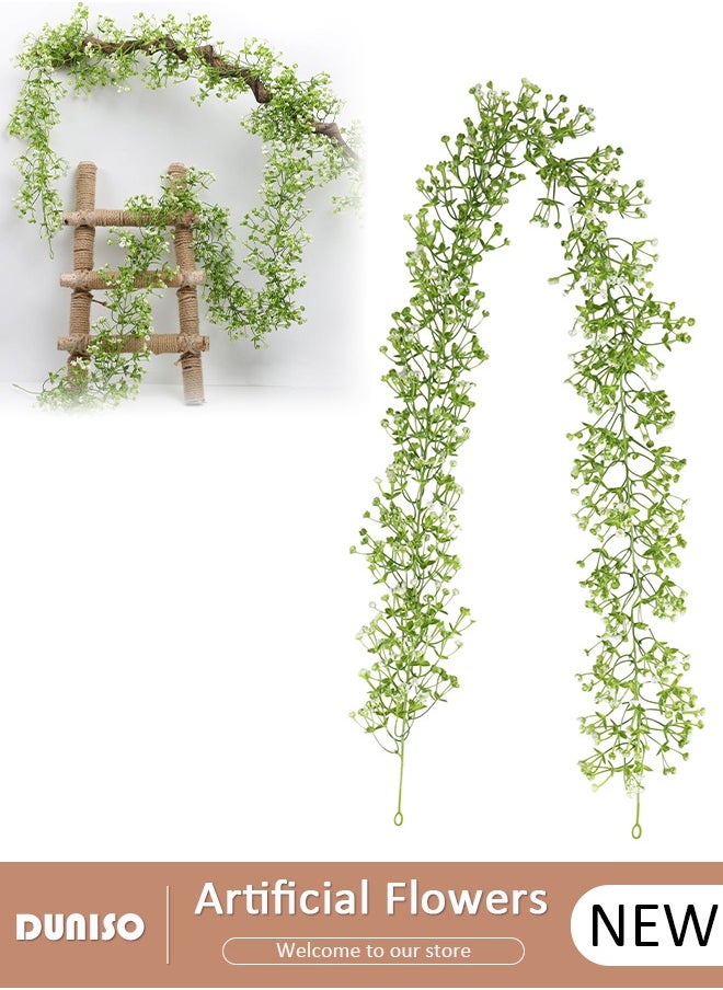 DUNISO 2 PCS Flower Vine Artificial Flowers, Faux Artificial Flower Vine Garland, Outdoor UV Resistant Plants, Simulation Flower for Indoor Outside, Green Plant for Home Wedding Office Table Decoration  - Image 1