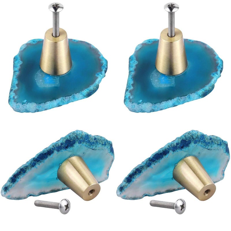 mookaitedecor Agate Slice Cabinet Knobs with Screws Set of 4 Drawer Pull Handles Dresser Wardrobe Cupboard Decorative - Image 2