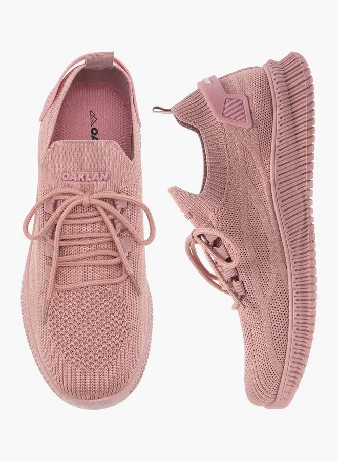 Oaklan by Shoexpress PINK Women's Textured Sneakers with Lace-Up Closure for Women | Best Price UAE